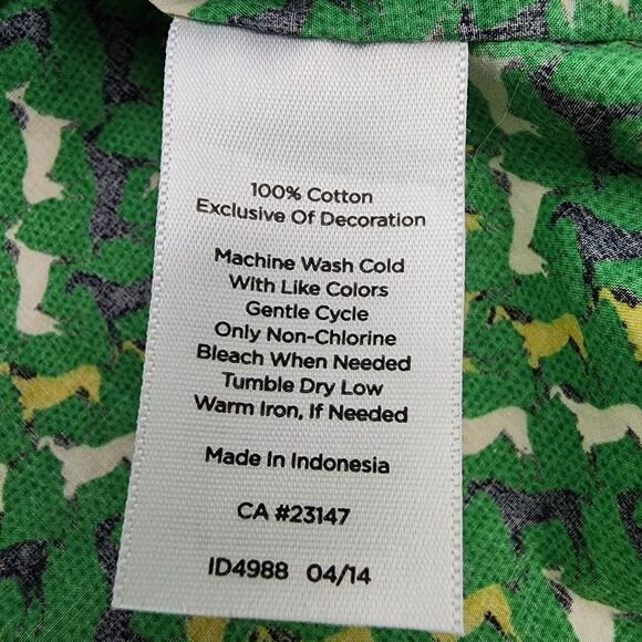 Talbots Shirt Size 14 Button Up Roll Tab Long Sleeves Equestrian Horse Green - Picture 10 of 10